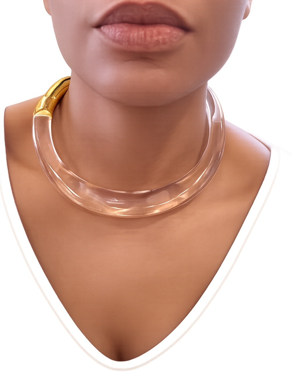 Alexis Bittar Gold Accent Clear Choker Necklace